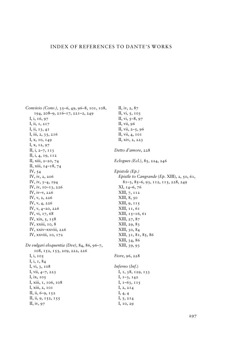 Index Of References To Dante’s Works - The Cambridge Companion to Dante ...