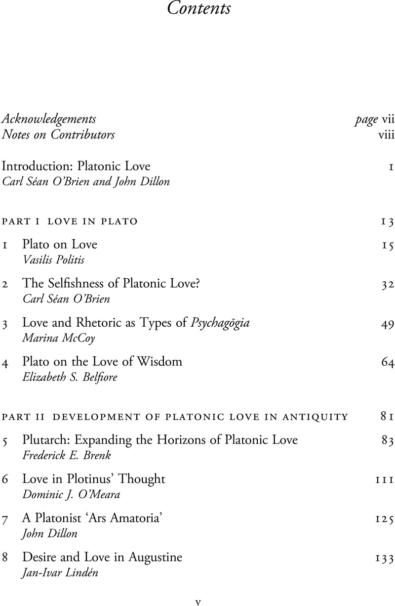 Contents - Platonic Love From Antiquity To The Renaissance