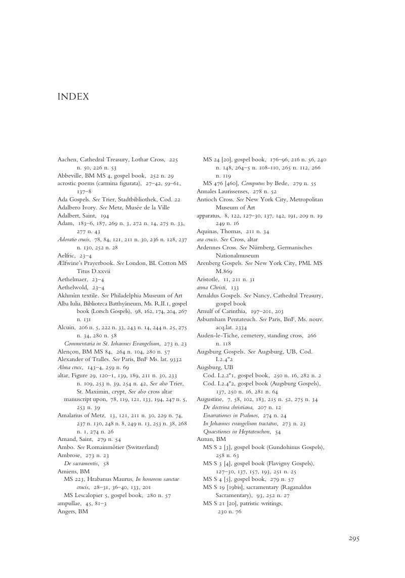 Index - The Cross, the Gospels, and the Work of Art in the Carolingian Age