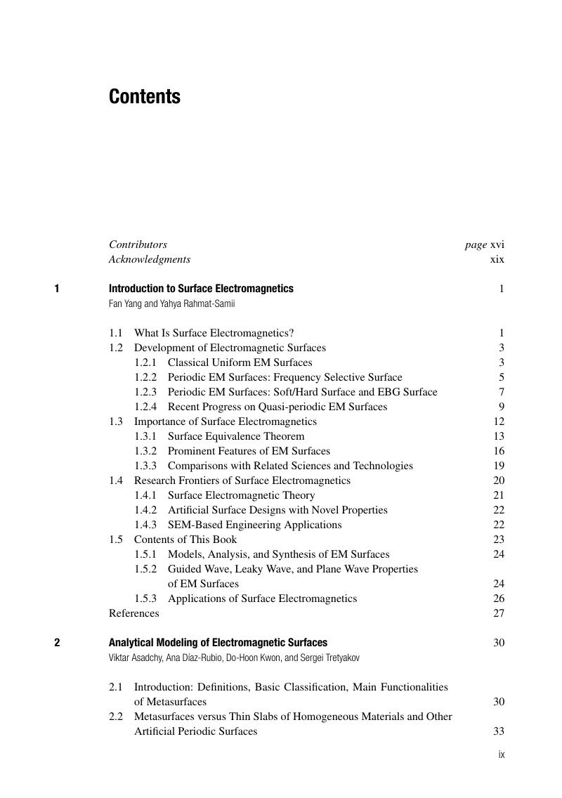 Contents - Surface Electromagnetics