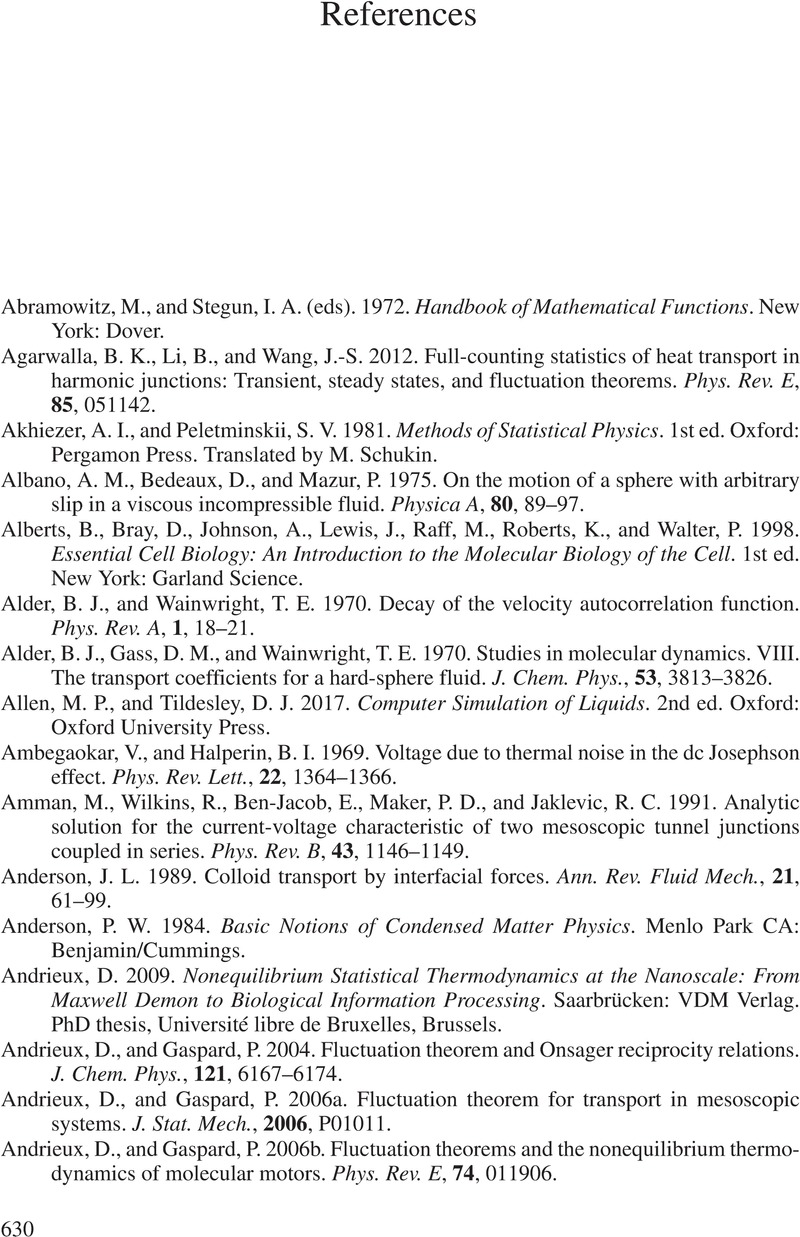 References - The Statistical Mechanics of Irreversible Phenomena