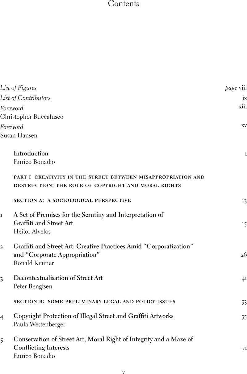 Contents - The Cambridge Handbook Of Copyright In Street Art And Graffiti