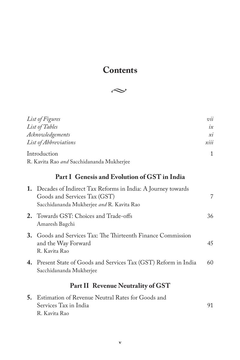 Contents - Evolution of Goods and Services Tax in India