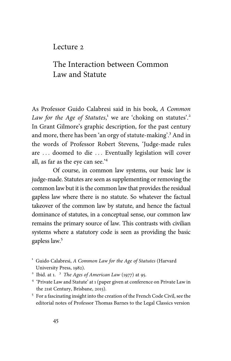 The Interaction between Common Law and Statute (Lecture 2) Thinking