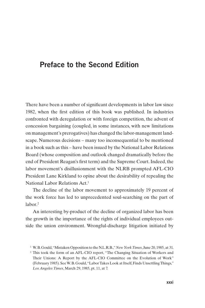 Preface To The Second Edition - A Primer On American Labor Law