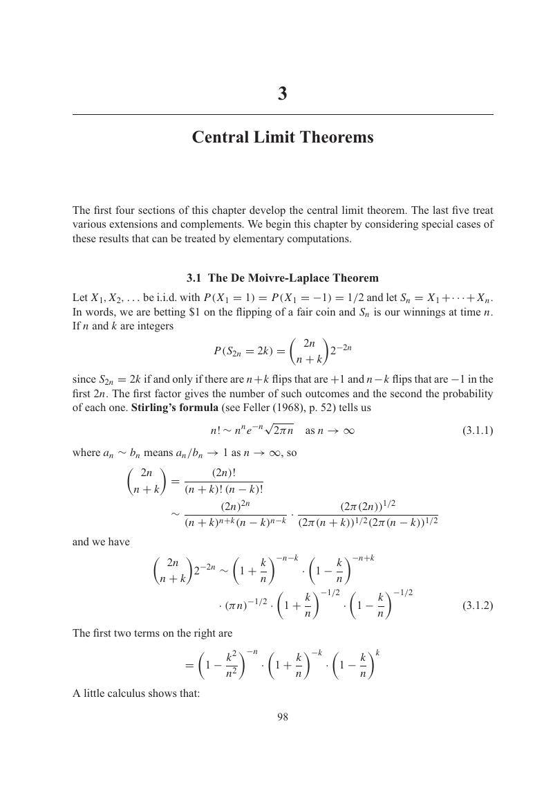 Central Limit Theorems (Chapter 3) - Probability