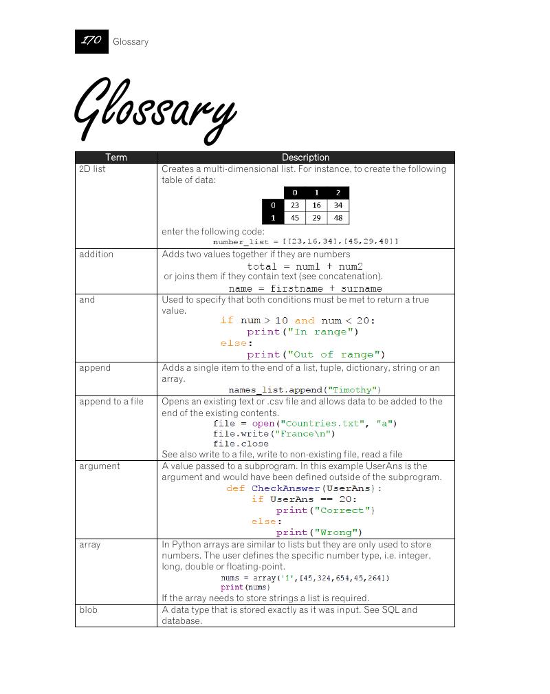 Glossary - Python by Example