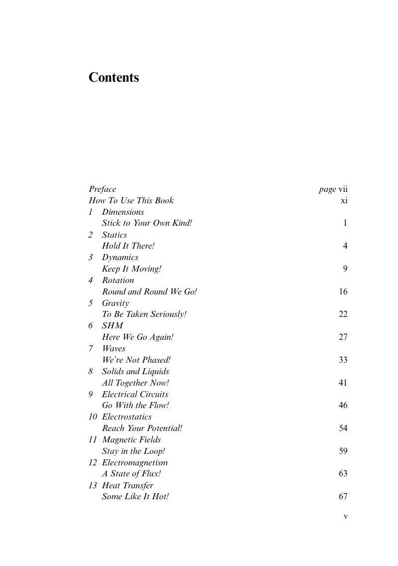 Contents - Physics Problems for Aspiring Physical Scientists and Engineers