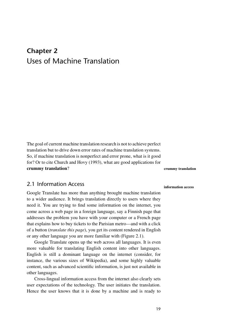 Uses Of Machine Translation (Chapter 2) - Neural Machine Translation