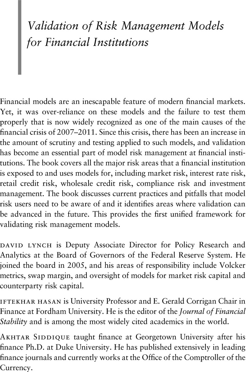 Validation Of Risk Management Models For Financial Institutions ...