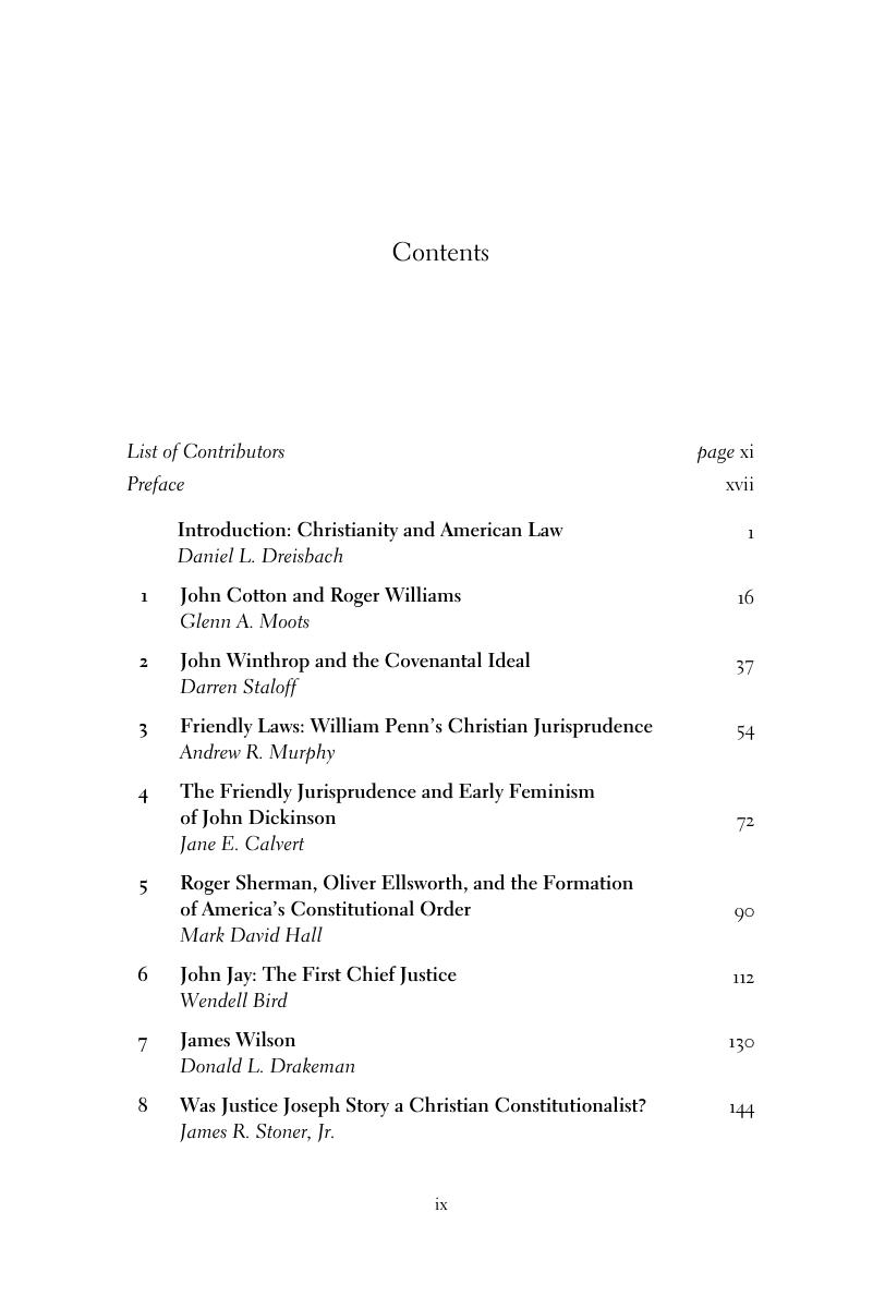 Contents - Great Christian Jurists in American History