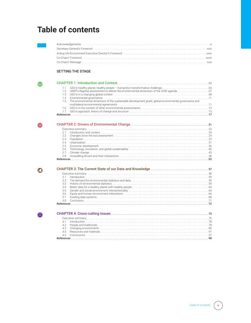 Table of contents - Global Environment Outlook – GEO-6: Healthy Planet