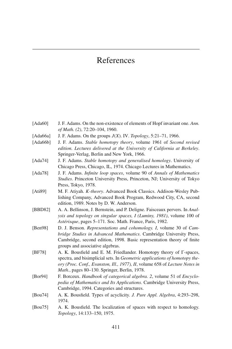 References - Foundations Of Stable Homotopy Theory