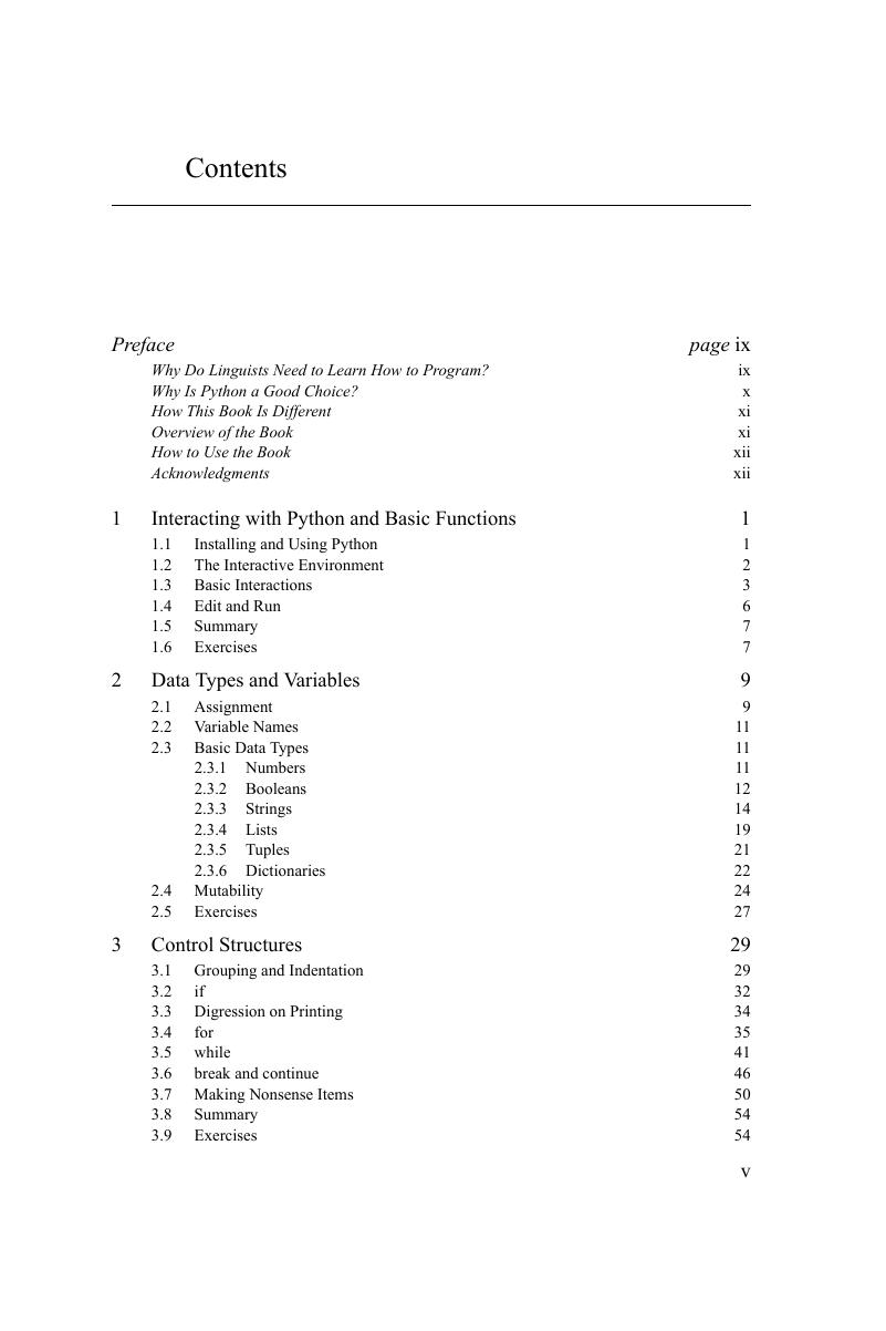 Contents - Python For Linguists