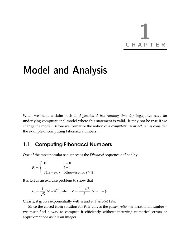 Model And Analysis (Chapter 1) - Design And Analysis Of Algorithms