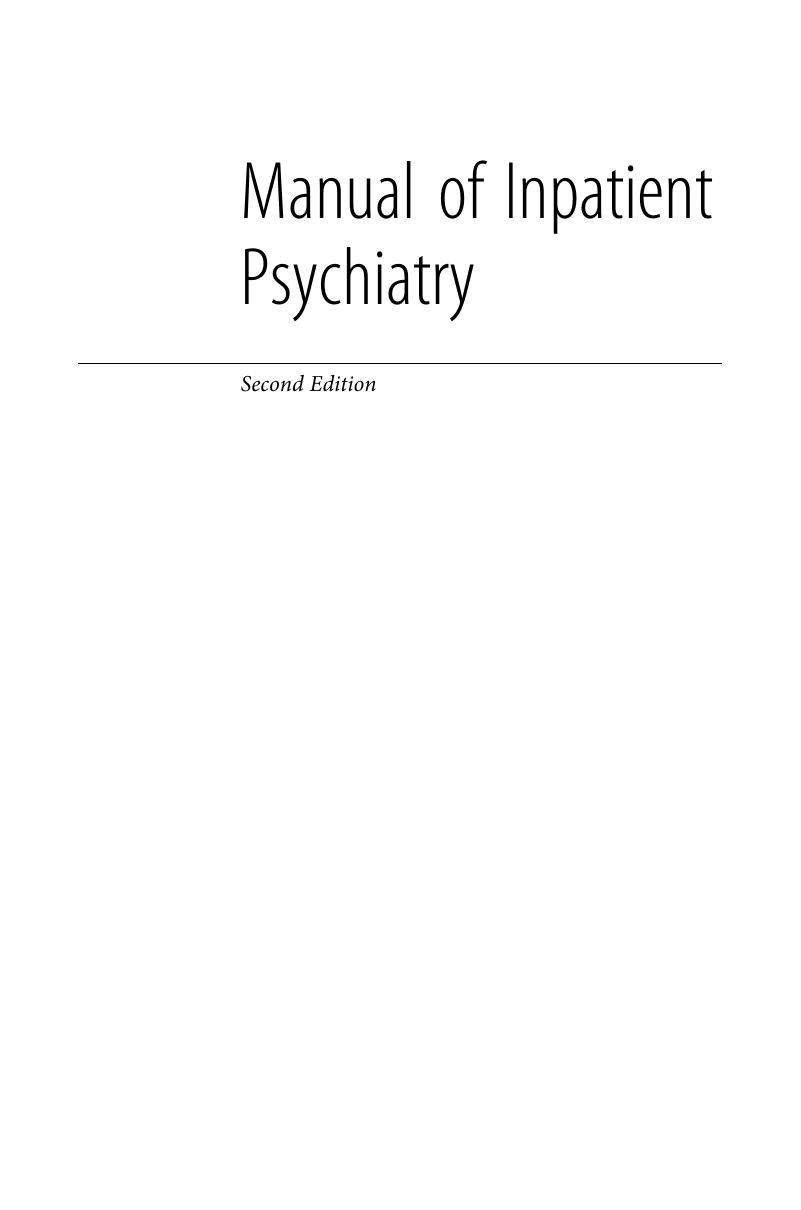 Copyright page - Manual of Inpatient Psychiatry