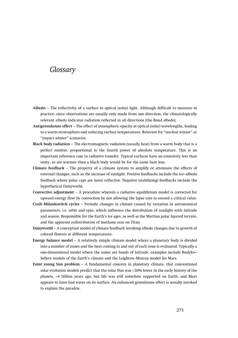 Glossary - Exploring Planetary Climate