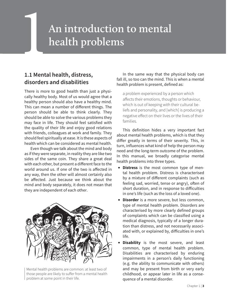 An Introduction To Mental Health Problems Chapter 1 Where There Is 