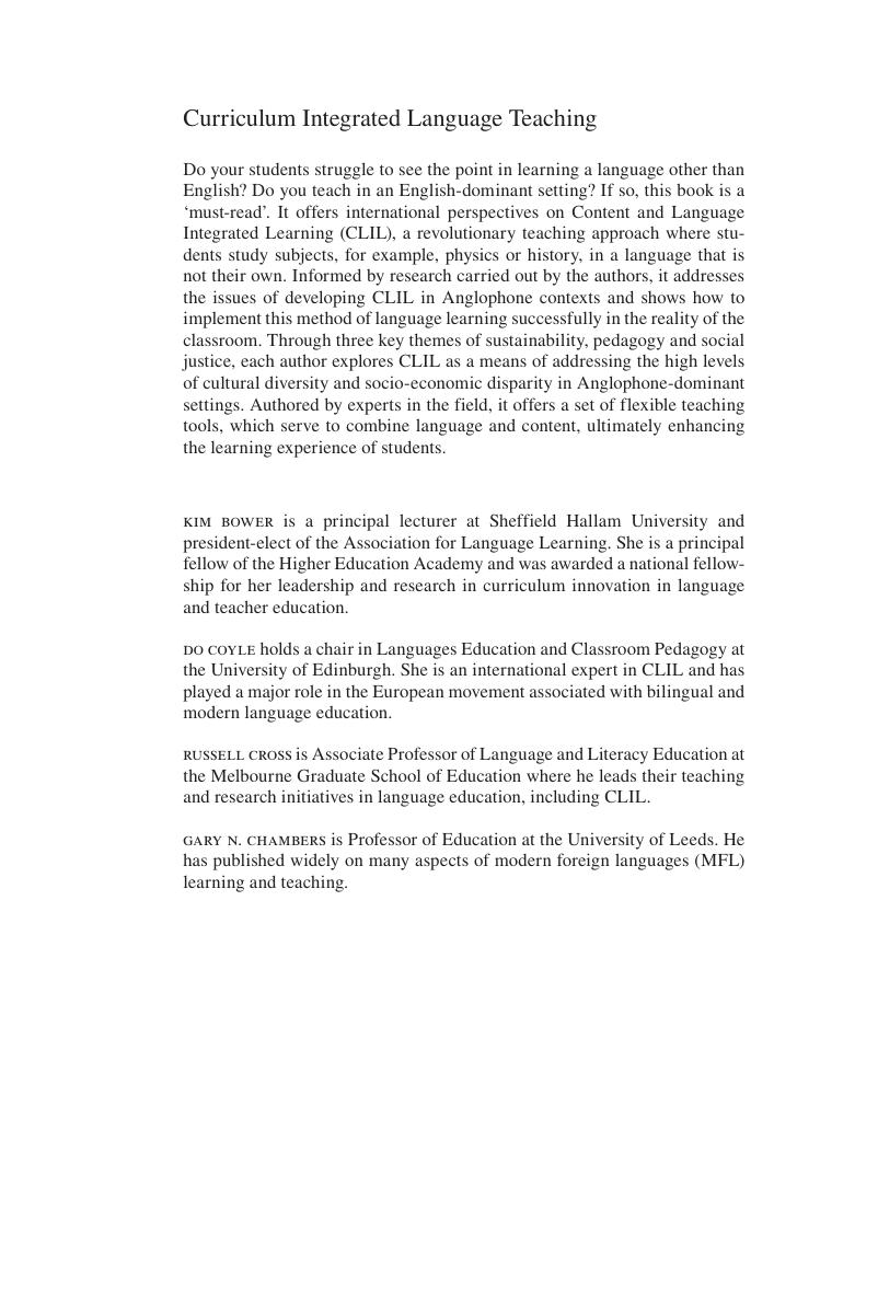 Copyright page - Curriculum Integrated Language Teaching