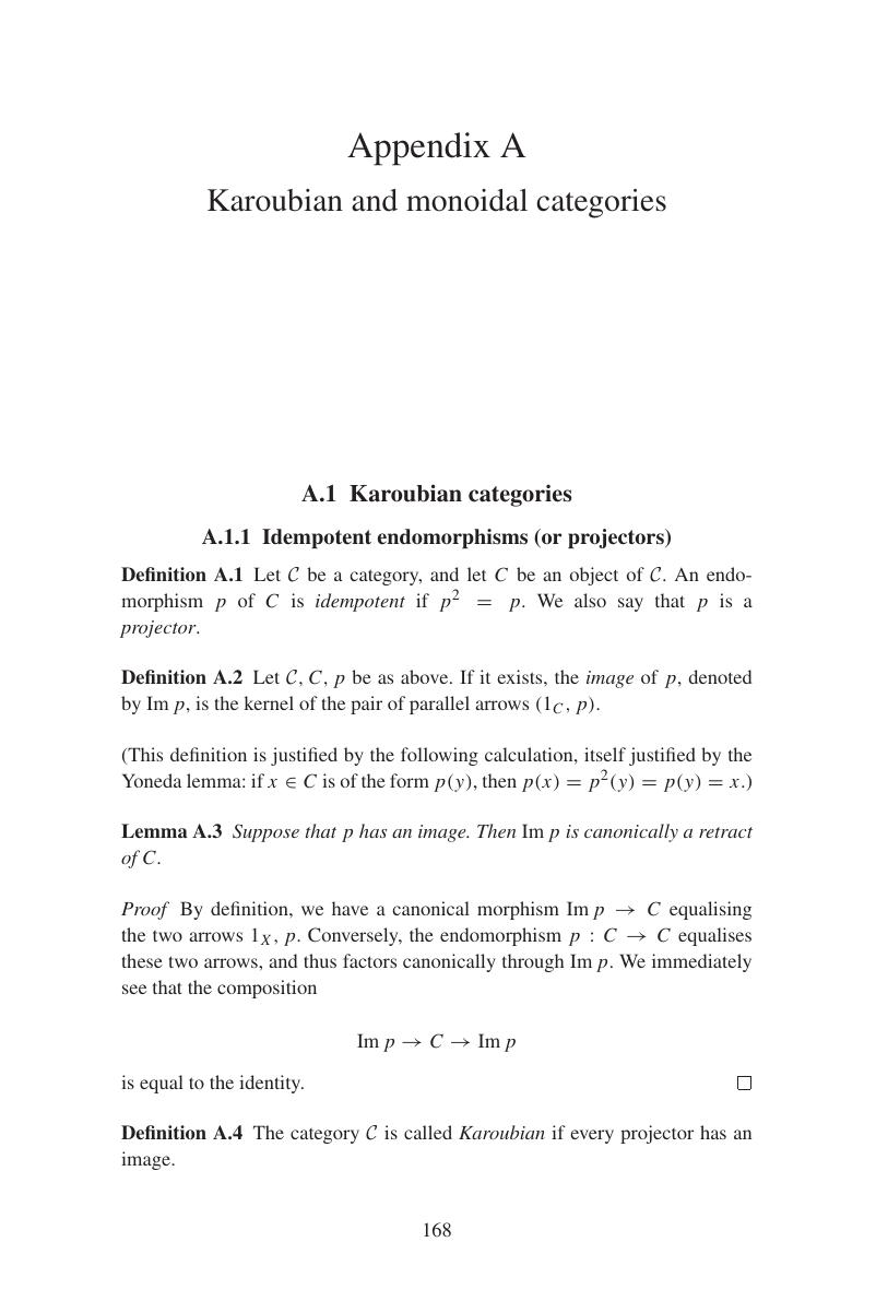 Karoubian and monoidal categories (Appendix A) - Zeta and L