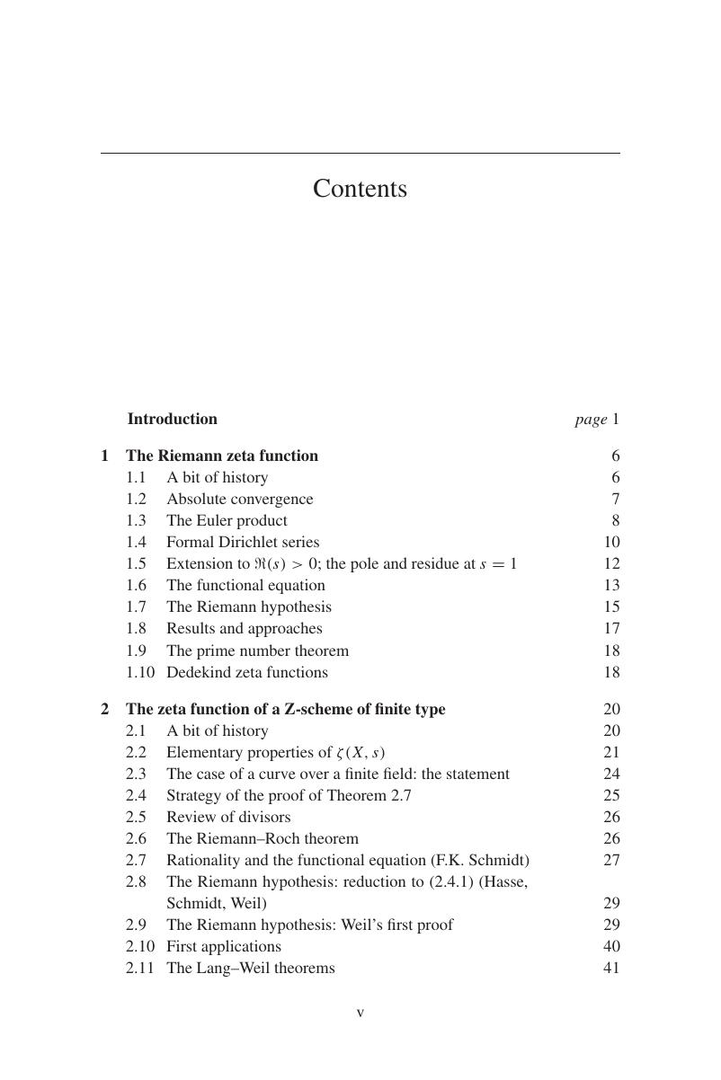 Contents - Zeta and L-Functions of Varieties and Motives