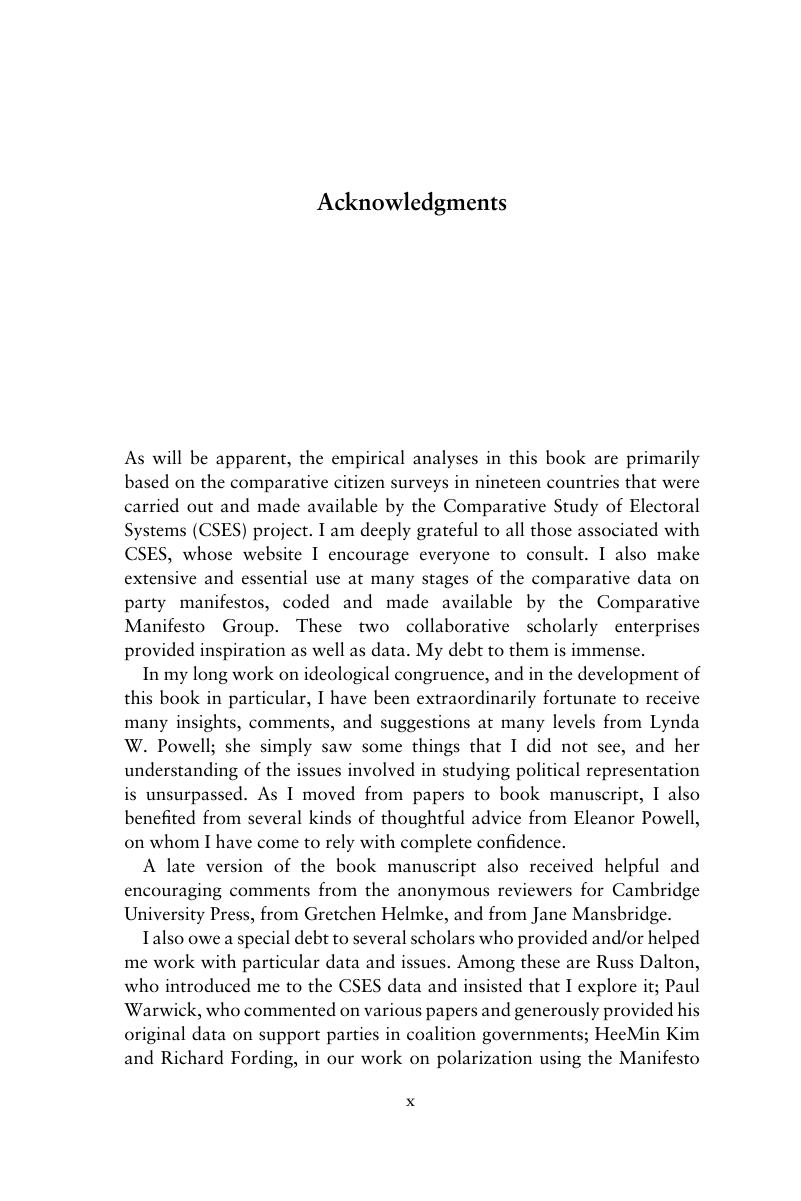 Acknowledgments - Ideological Representation: Achieved and Astray