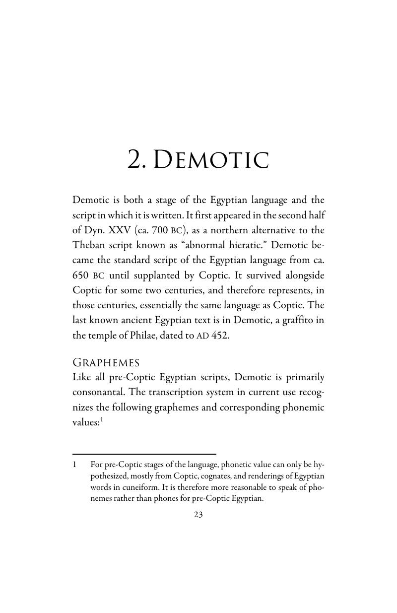 Demotic (Chapter 2) - Ancient Egyptian Phonology