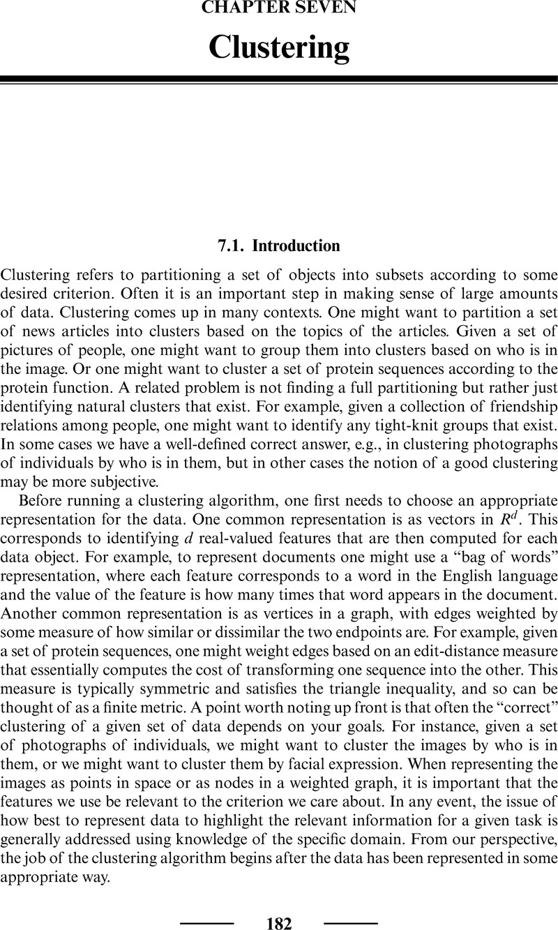 Clustering (Chapter 7) - Foundations of Data Science