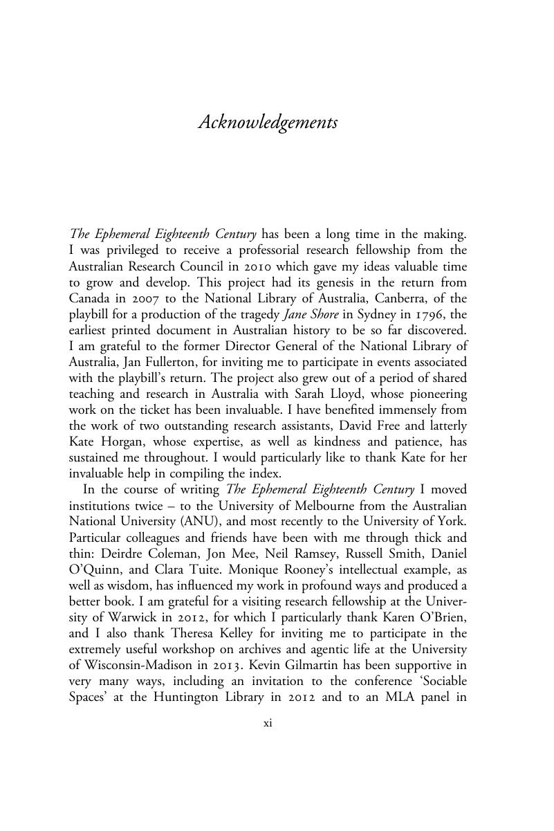 Acknowledgements - The Ephemeral Eighteenth Century