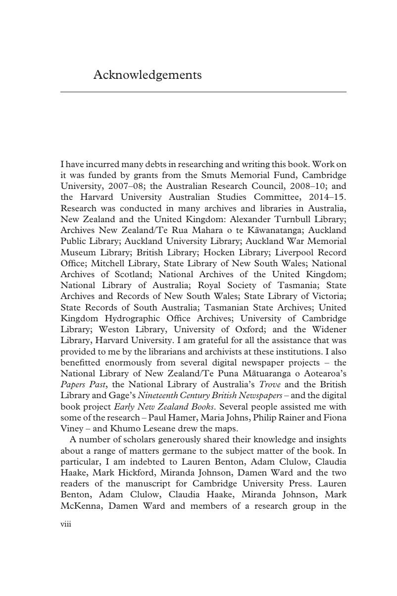 Acknowledgements - Empire and the Making of Native Title