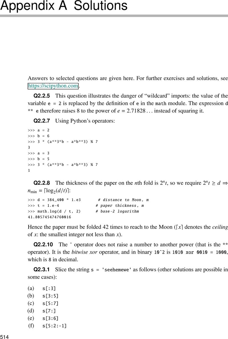 Solutions (Appendix A) - Learning Scientific Programming with Python