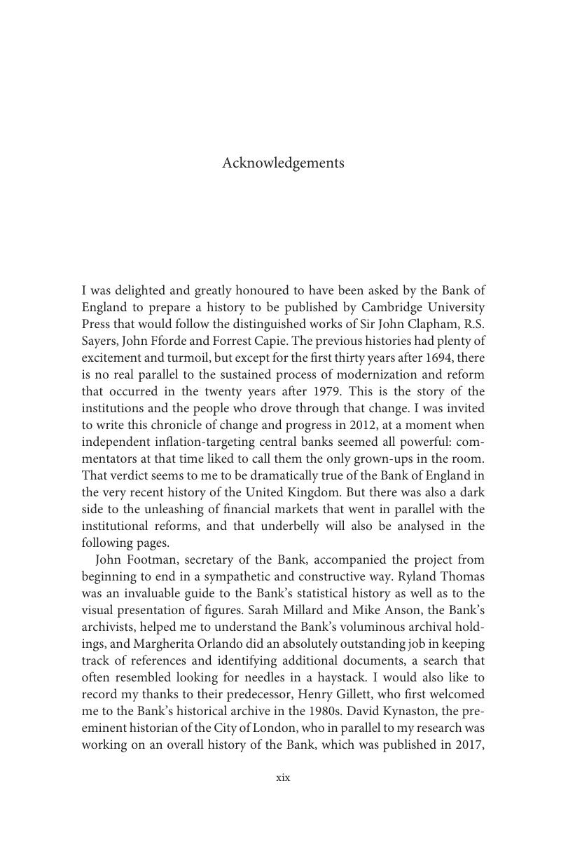 Acknowledgements - Making a Modern Central Bank