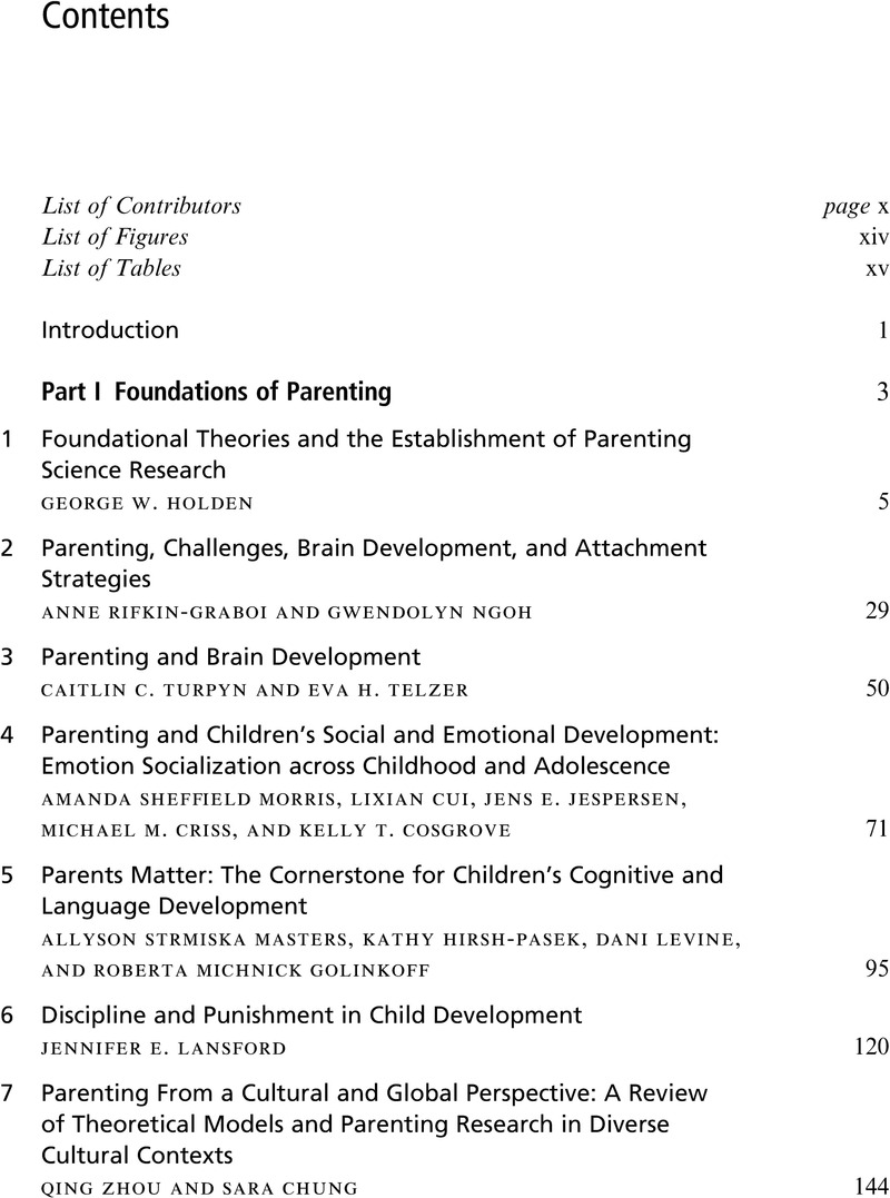 Contents - The Cambridge Handbook of Parenting