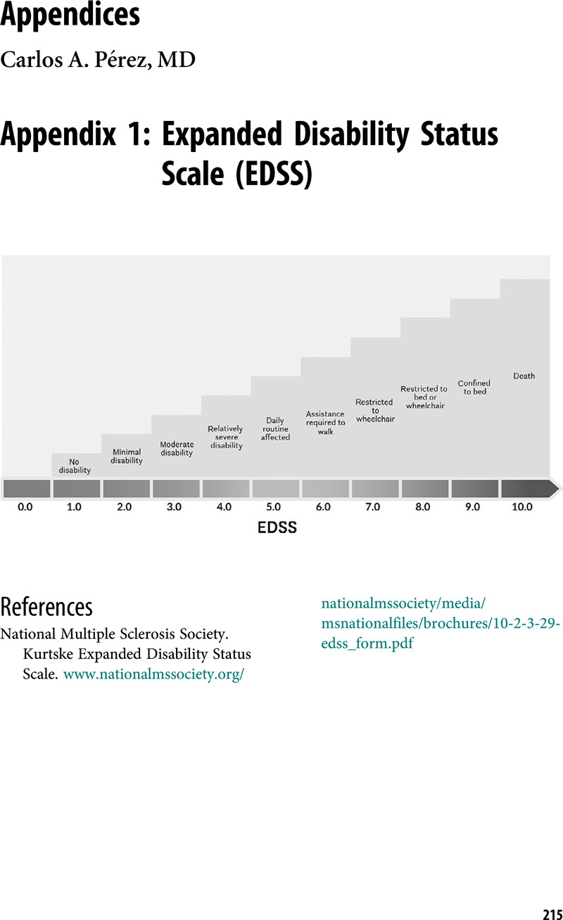 Expanded Disability Status Scale (EDSS) (Appendix 1:) - Multiple Sclerosis