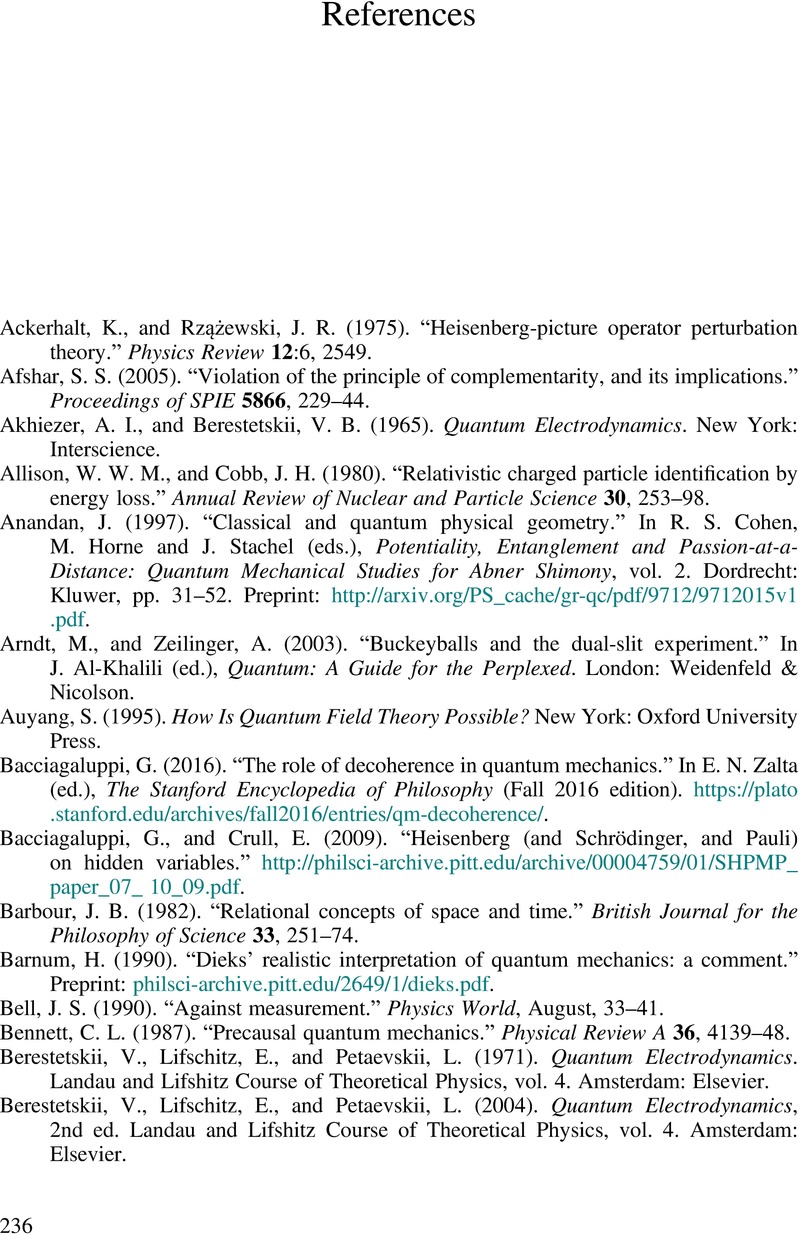 References - The Transactional Interpretation of Quantum Mechanics