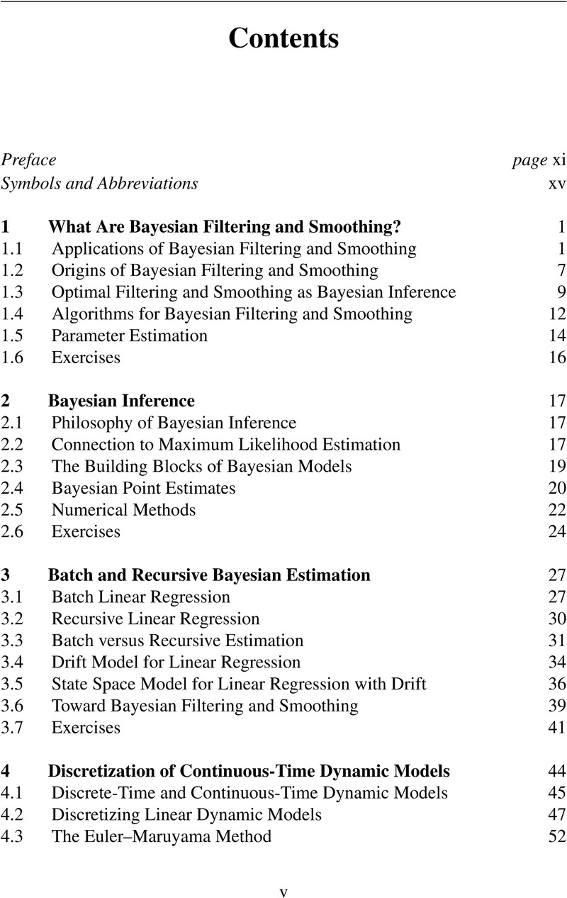 Contents - Bayesian Filtering and Smoothing