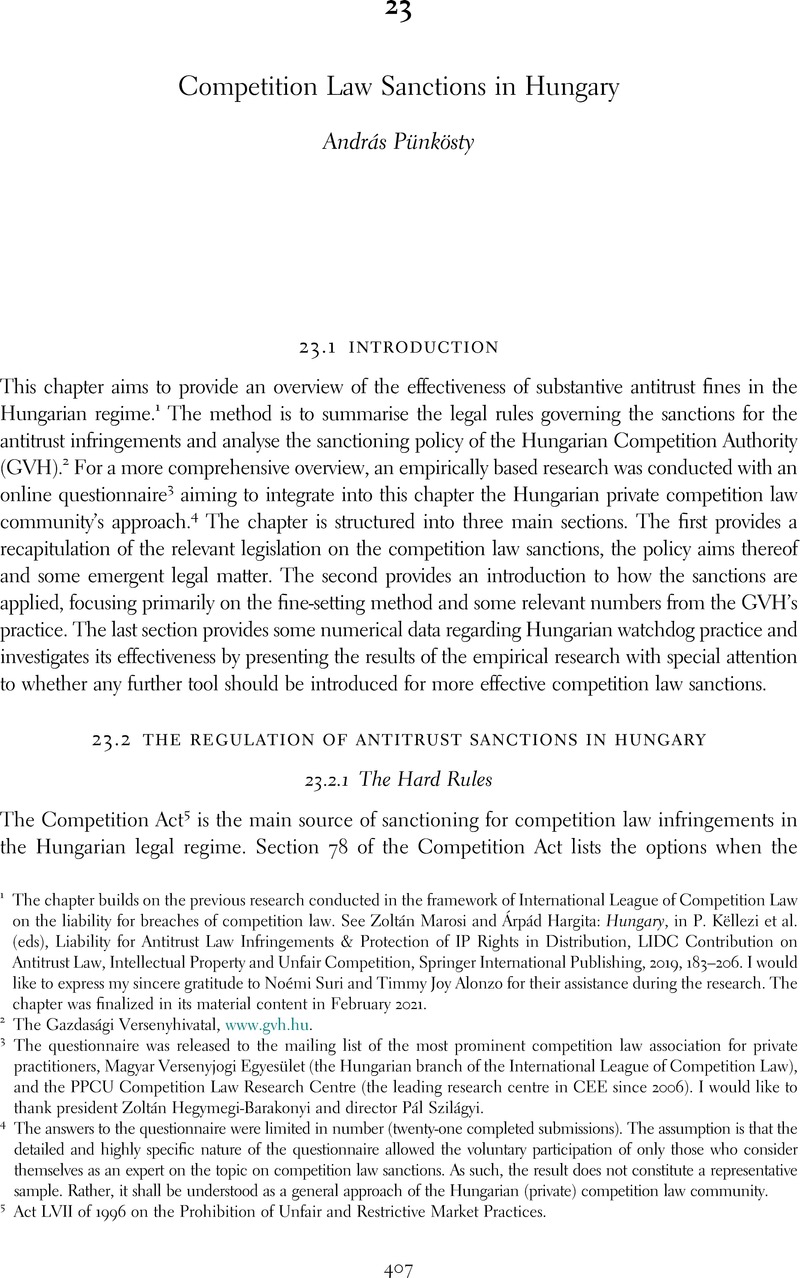 Annex 1: Existing Sanctions for Infringing Substantive Competition ...