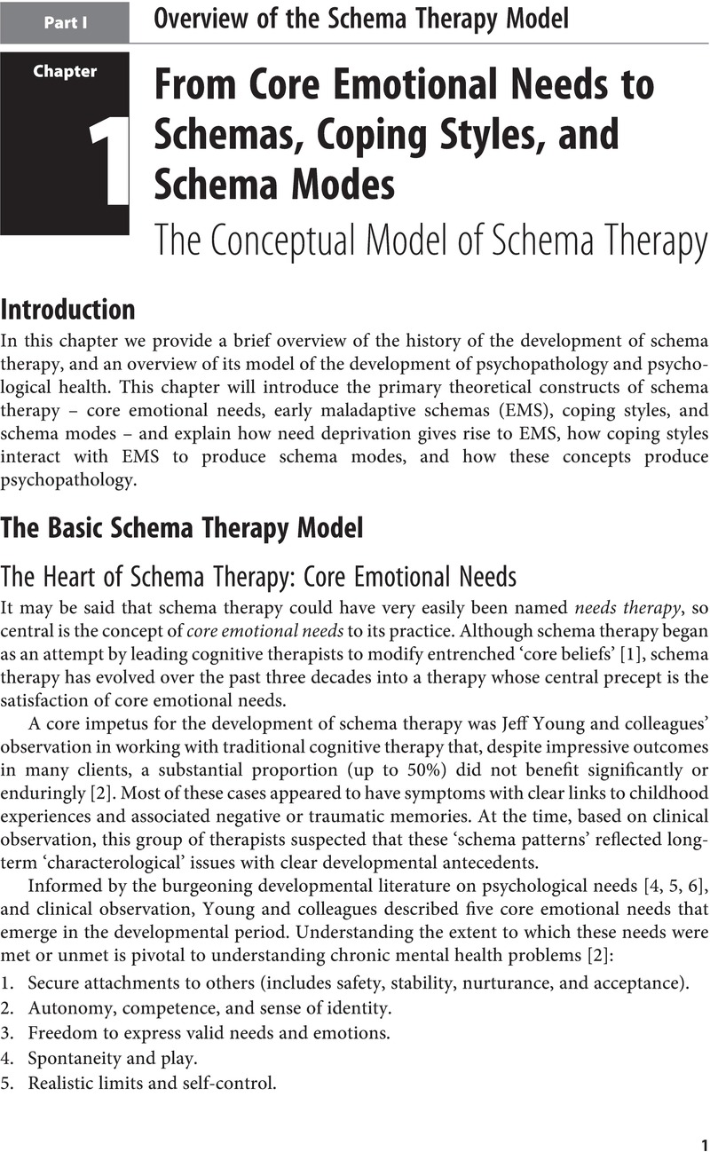 Overview Of The Schema Therapy Model Part I Cambridge Guide To Schema Therapy