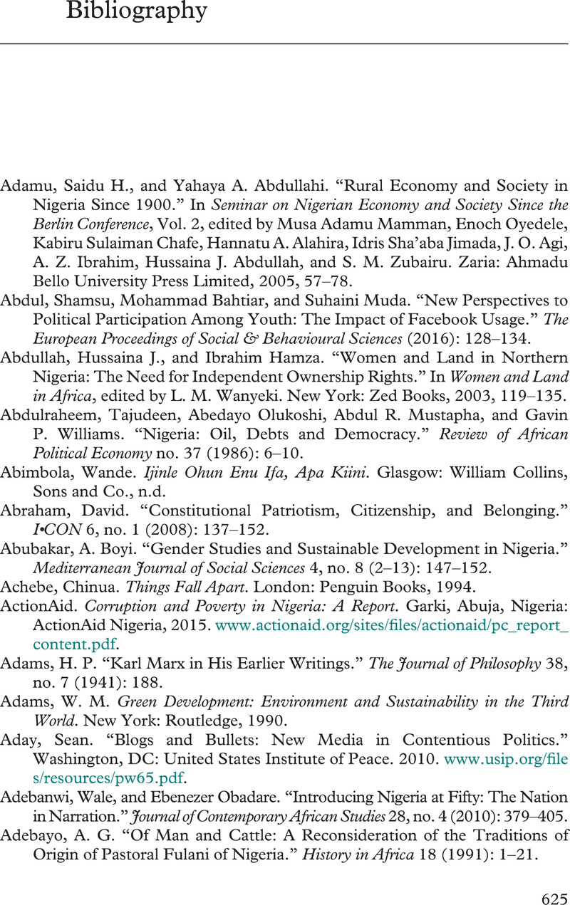 Bibliography - Understanding Modern Nigeria