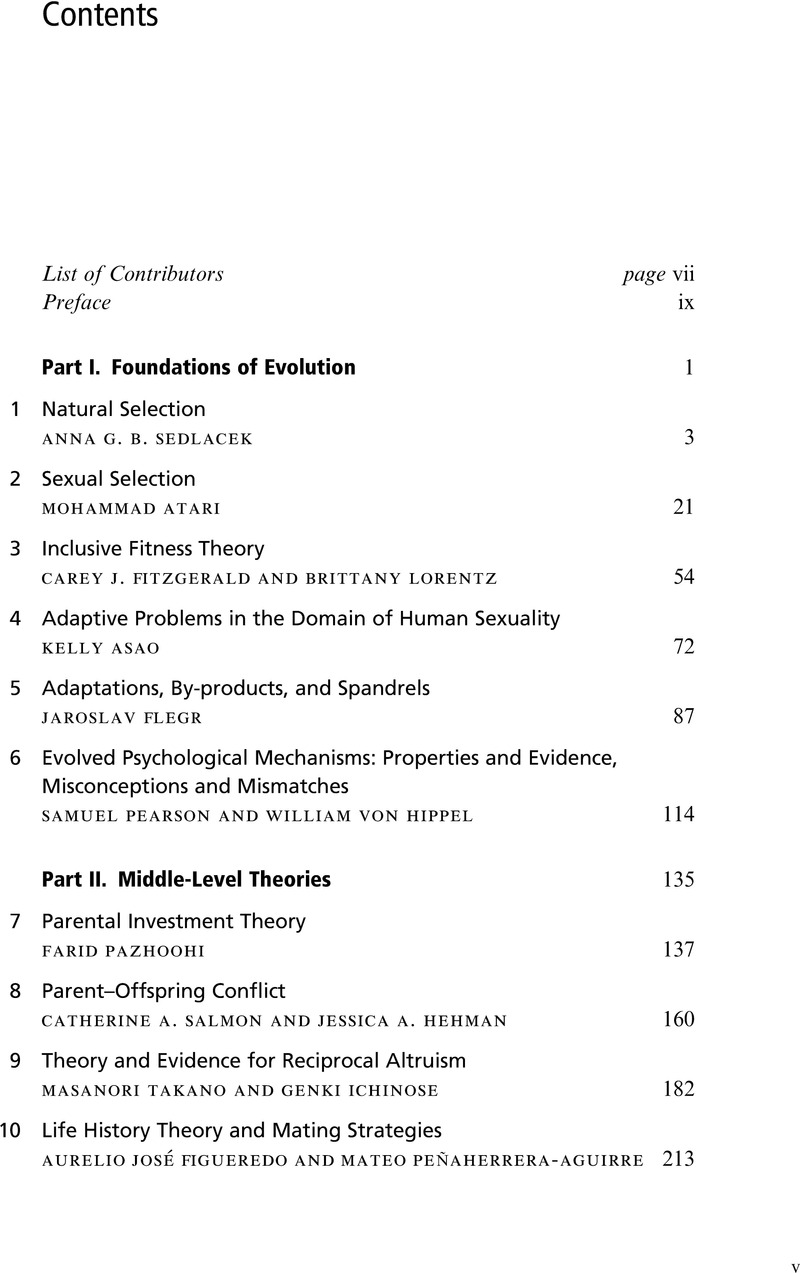 Contents The Cambridge Handbook Of Evolutionary Perspectives On Sexual Psychology