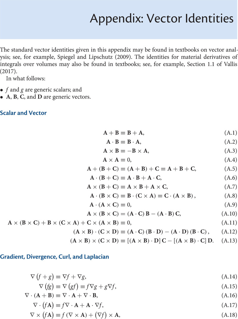 Appendix: Vector Identities - Global Atmospheric And Oceanic Modelling