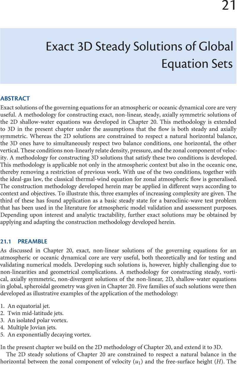 Exact 3D Steady Solutions Of Global Equation Sets (Chapter 21) - Global ...