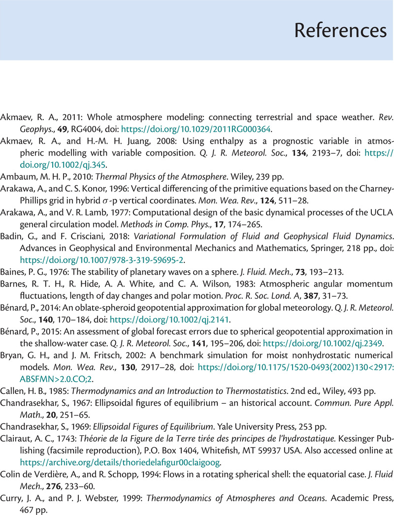 References - Global Atmospheric And Oceanic Modelling