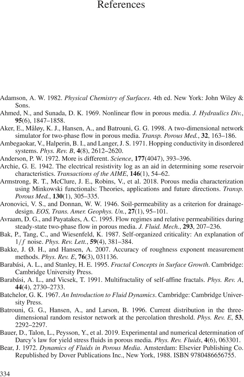 References Physics of Flow in Porous Media