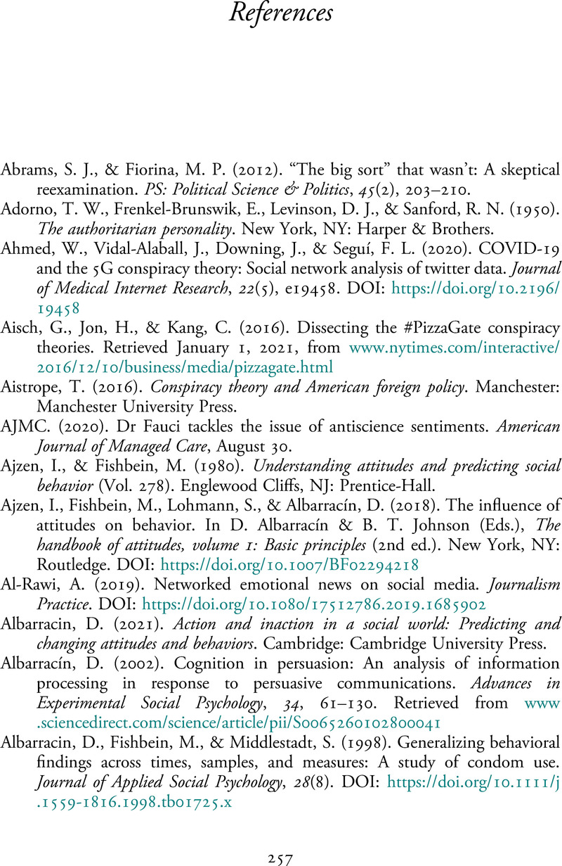 References - Creating Conspiracy Beliefs