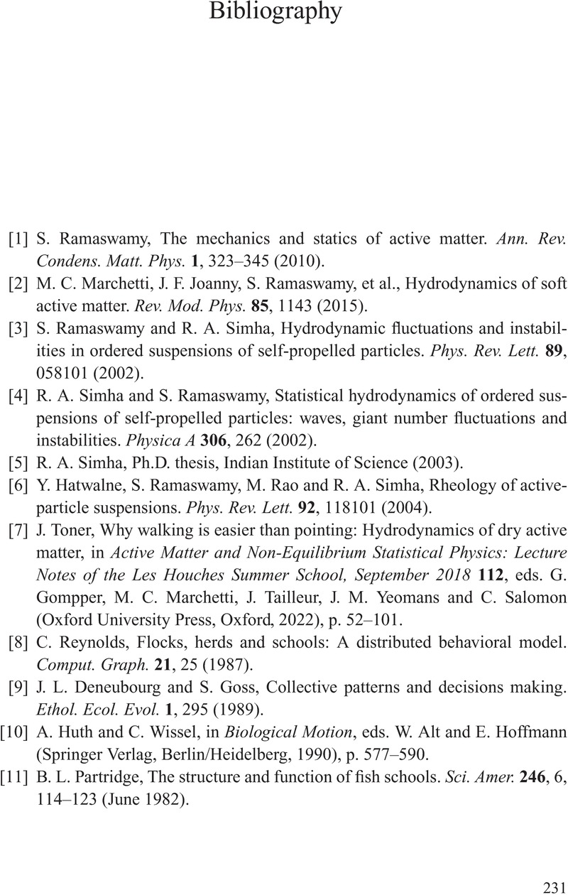 Bibliography - The Physics Of Flocking