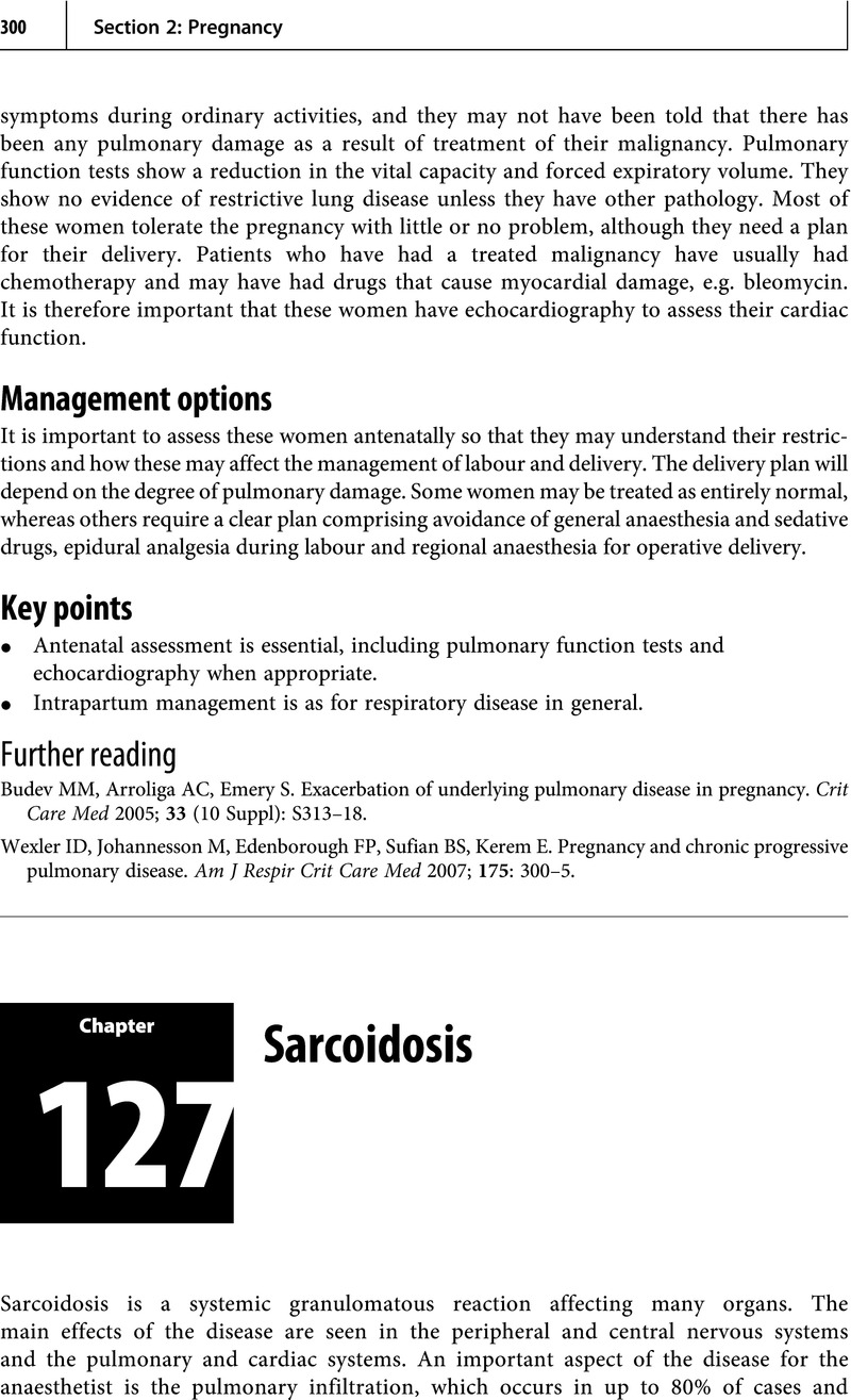 Sarcoidosis (Chapter 127) - Analgesia, Anaesthesia And Pregnancy