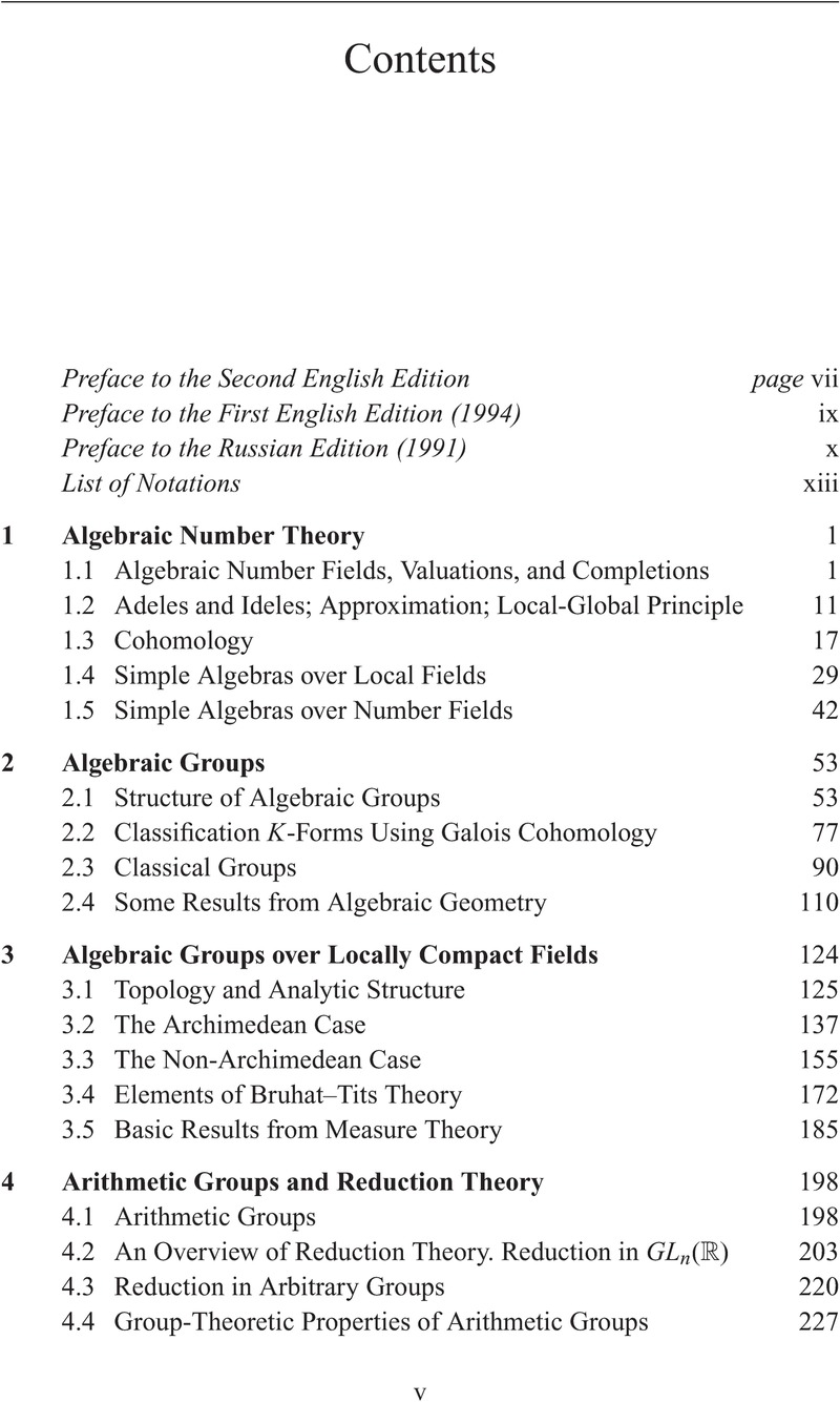 Contents - Algebraic Groups and Number Theory