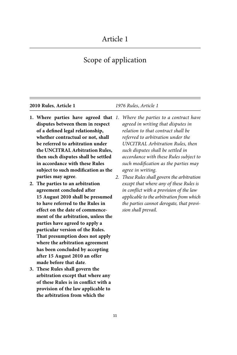 Scope Of Application Article 1 A Guide To The Uncitral Arbitration Rules