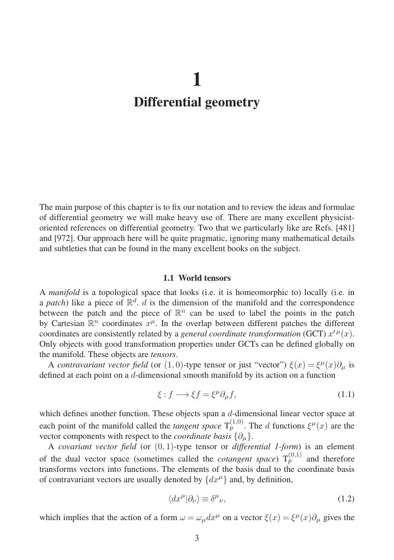 Differential geometry (Chapter 1) - Gravity and Strings